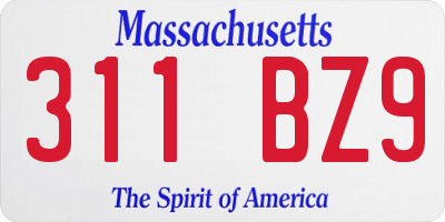MA license plate 311BZ9