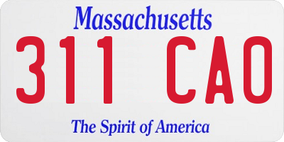 MA license plate 311CA0