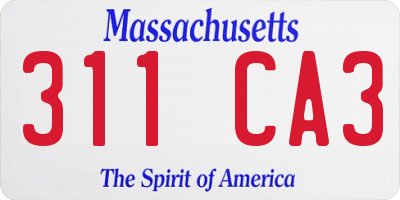 MA license plate 311CA3