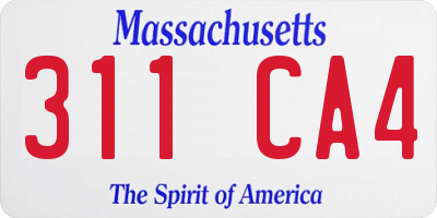 MA license plate 311CA4