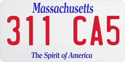 MA license plate 311CA5