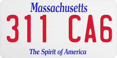 MA license plate 311CA6