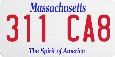 MA license plate 311CA8