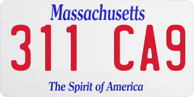 MA license plate 311CA9