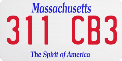 MA license plate 311CB3