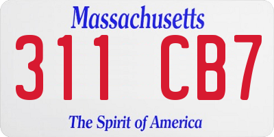 MA license plate 311CB7