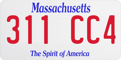 MA license plate 311CC4
