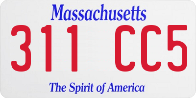 MA license plate 311CC5
