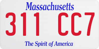 MA license plate 311CC7