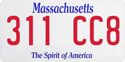 MA license plate 311CC8