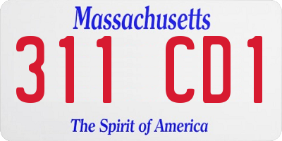 MA license plate 311CD1