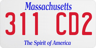 MA license plate 311CD2
