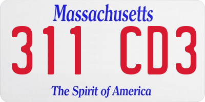 MA license plate 311CD3