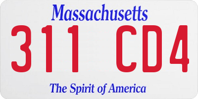 MA license plate 311CD4