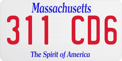 MA license plate 311CD6