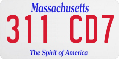 MA license plate 311CD7