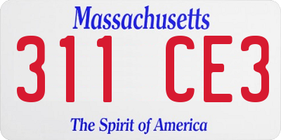 MA license plate 311CE3