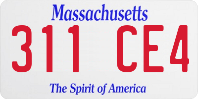 MA license plate 311CE4