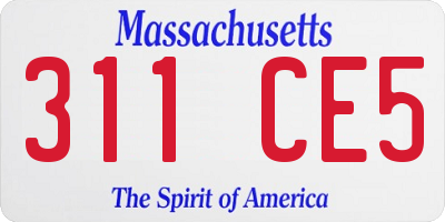 MA license plate 311CE5