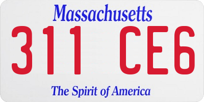 MA license plate 311CE6