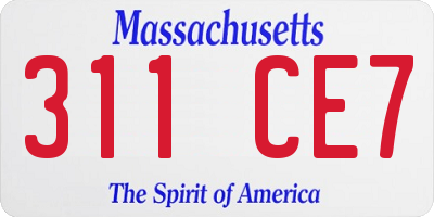 MA license plate 311CE7