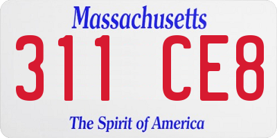 MA license plate 311CE8