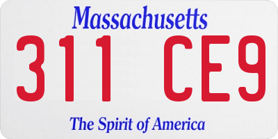 MA license plate 311CE9