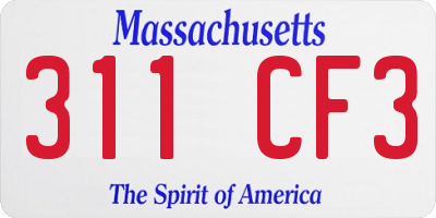 MA license plate 311CF3