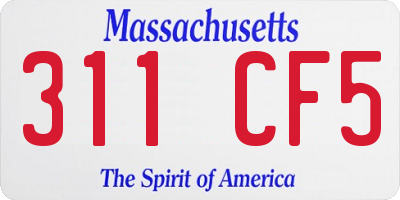 MA license plate 311CF5