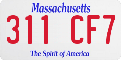MA license plate 311CF7
