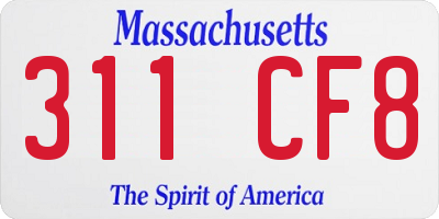MA license plate 311CF8