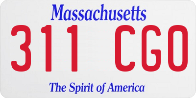 MA license plate 311CG0
