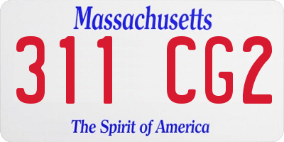 MA license plate 311CG2