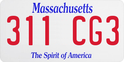 MA license plate 311CG3