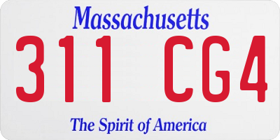 MA license plate 311CG4