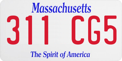 MA license plate 311CG5
