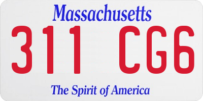 MA license plate 311CG6