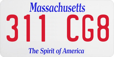 MA license plate 311CG8