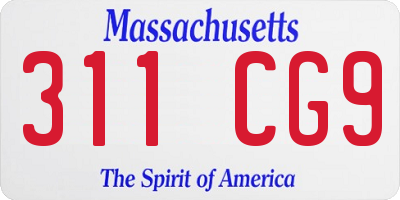 MA license plate 311CG9