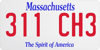 MA license plate 311CH3