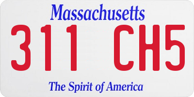 MA license plate 311CH5