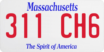 MA license plate 311CH6