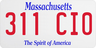 MA license plate 311CI0