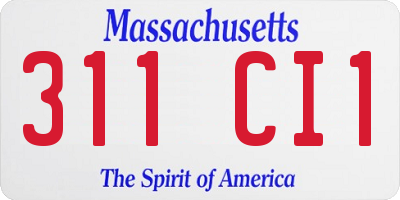 MA license plate 311CI1