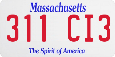 MA license plate 311CI3