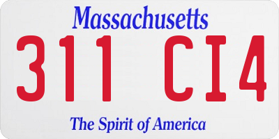 MA license plate 311CI4