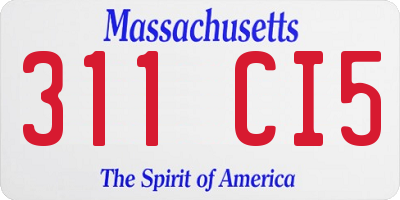MA license plate 311CI5