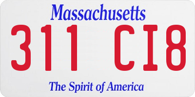 MA license plate 311CI8