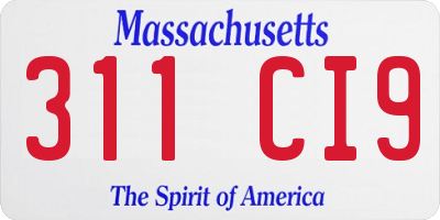 MA license plate 311CI9