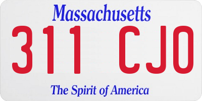 MA license plate 311CJ0